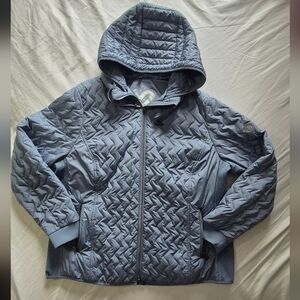 Women's Quilted Hooded Jacket - Blue